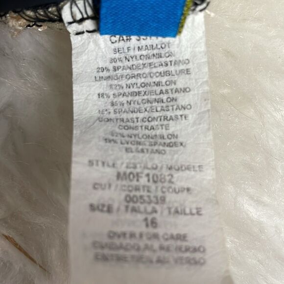 Maxine Of Hollywood One Piece Black&White Overlay Side Knot Bathing Suit Sz 16 - Picture 8 of 13